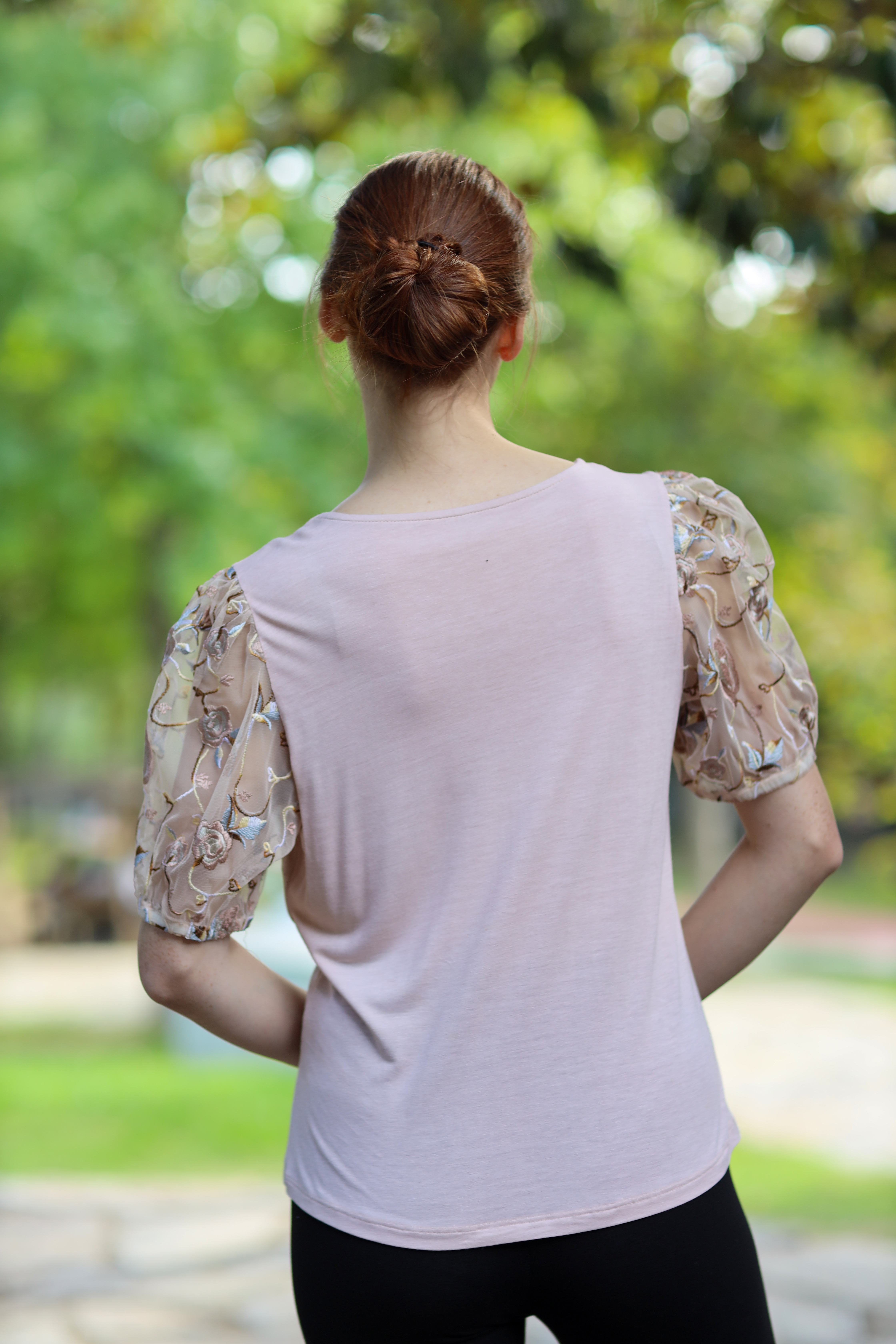 Kadın İlüzyon Kollu Bateau Yaka Bluz